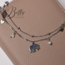 Elefánt medálos, dupla soros karkötő