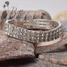 Ezüst színű, strasszköves, gumis karkötő