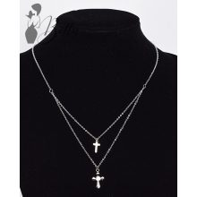 Alján dupla soros, kereszt medálos nyaklánc