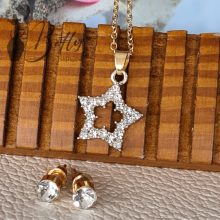 Cirkónia köves csillag medálos nyaklánc + fülbevaló szett