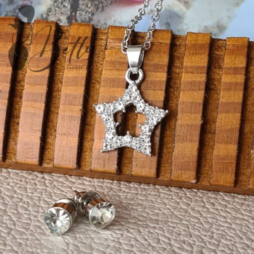 Cirkónia köves csillag medálos nyaklánc + fülbevaló szett