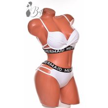 Fehér színű, feliratos pántú bikini S, M, L, XL, 2XL 