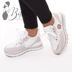 Fehér-szürke színű, platform sportcipő