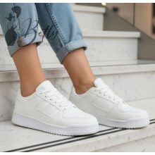 Fehér színű, műbőr és nubuk bőr cipő