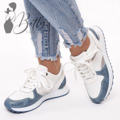 Fehér-kék-ezüst színű sportcipő 