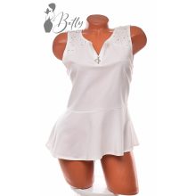 White Top with Jewelry Embellishment S/M