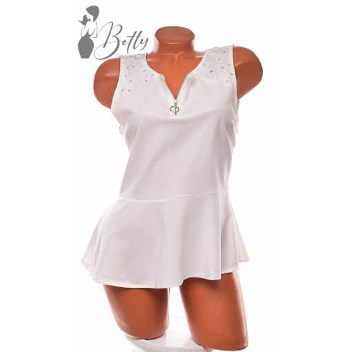 White Top with Jewelry Embellishment S/M