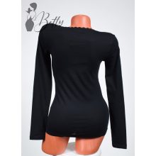 Fekete színű, nyakánál csipkeszegélyes és gombdíszes felső XS, S, M, L, XL, 2XL