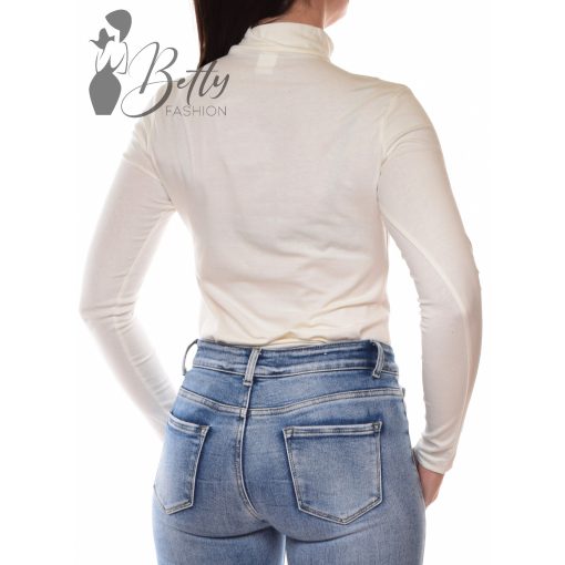 Fehér színű, garbós nyakú felső  S, M, L, XL, 2XL