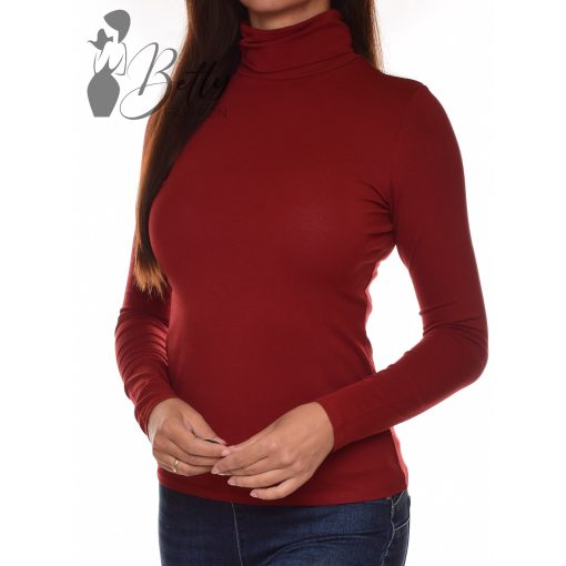 Bordó színű, garbós nyakú felső  S, M, L, XL, 2XL