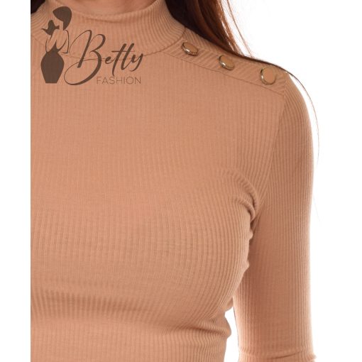 Bal vállán díszgombos, bordázott anyagú felső  S, M, L, XL, 2XL