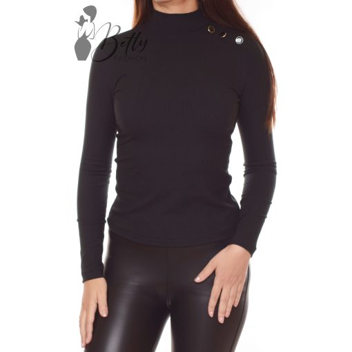 Bal vállán díszgombos, bordázott anyagú felső  S, M, L, XL, 2XL