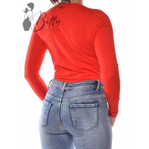 Piros színű, V-nyakú felső  XS, S, M, L, XL