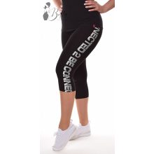 Fekete színű, oldalán feliratos térdleggings S, M, L, XL