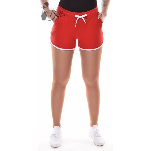 Piros színű, fehér szegélyes rövidnadrág S, M, L, XL