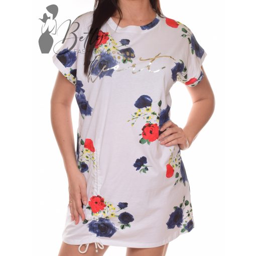 Virágmintás, alul összehúzható, laza ruha L-XL
