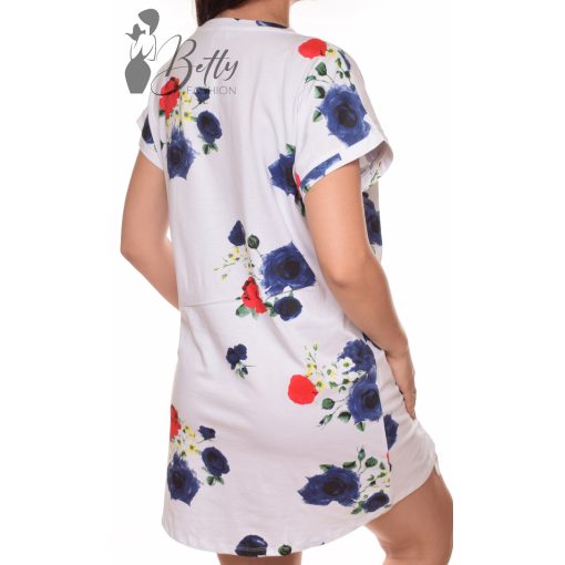 Virágmintás, alul összehúzható, laza ruha L-XL