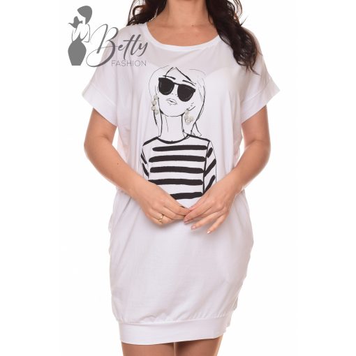 Női alak mintás, zsebes, laza fazonú ruha S/M, L/XL