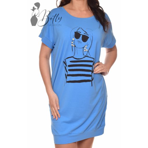 Női alak mintás, zsebes, laza fazonú ruha S/M, L/XL