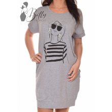 Női alak mintás, zsebes, laza fazonú ruha S/M, L/XL