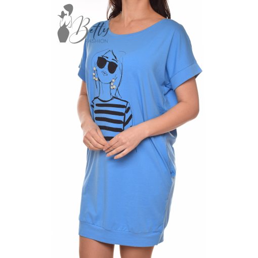 Női alak mintás, zsebes, laza fazonú ruha S/M, L/XL