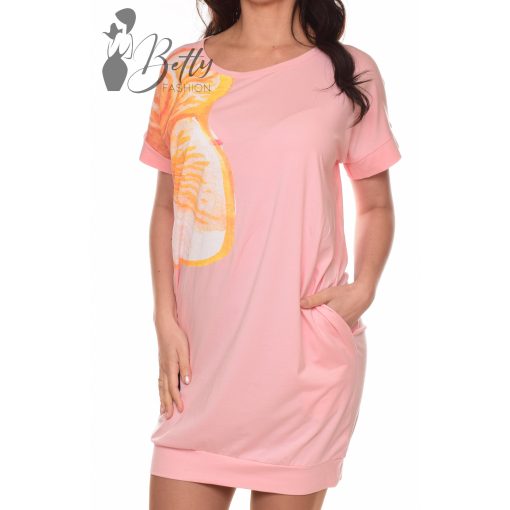 Virágmintás, zsebes, laza fazonú ruha S/M, L/XL