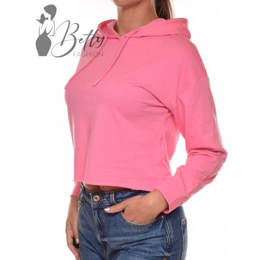 Pink színú, rövid derekú, laza pulóver XS, S, M, L, XL