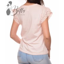 Barack színű, madeirás és fodros ujjú felső S, M, L, XL 