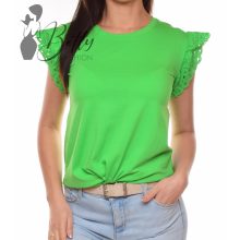 Élénk zöld színű, madeirás és fodros ujjú felső S, M, L, XL 