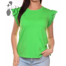 Élénk zöld színű, madeirás és fodros ujjú felső S, M, L, XL 
