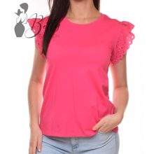 Pink színű, madeirás és fodros ujjú felső S, M, L, XL 