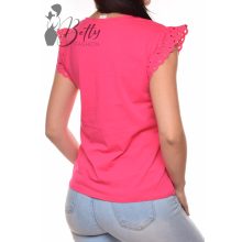 Pink színű, madeirás és fodros ujjú felső S, M, L, XL 