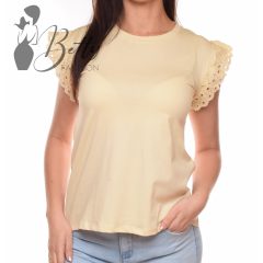   Bézs színű, madeirás és fodros ujjú felső S, M, L, XL 