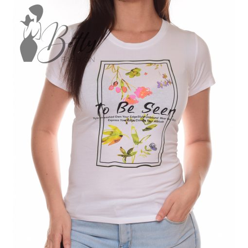 Virágmintás, rövid ujjú pamut felső S, M, L, XL