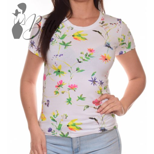 Virágmintás, rövid ujjú pamut felső S, M, L, XL