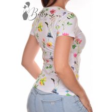 Virágmintás, rövid ujjú pamut felső S, M, L, XL