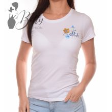 Kék virágmintás, rövid ujjú pamut felső S, M, L, XL