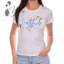 Kék virágmintás, rövid ujjú pamut felső S, M, L, XL