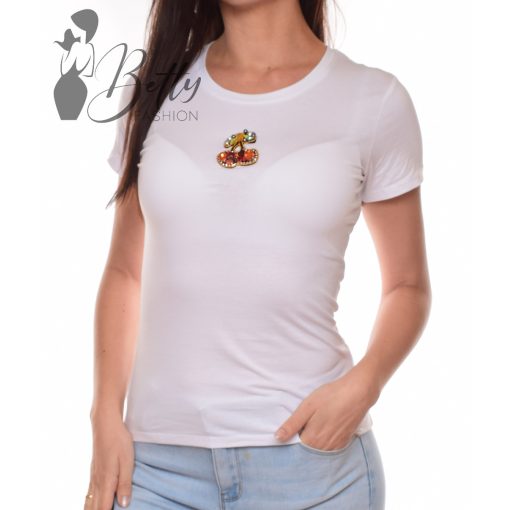 White Top with Jewelry Embellishment S/M