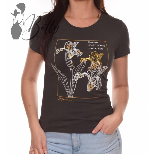 Virágmintás és feliratos felső S, M, L, XL