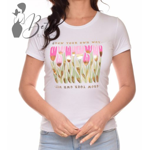Virágmintás és feliratos felső S, M, L, XL