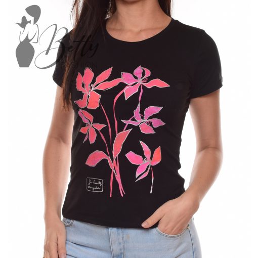 Virágmintás, rövid ujjú pamut felső S, M, L, XL