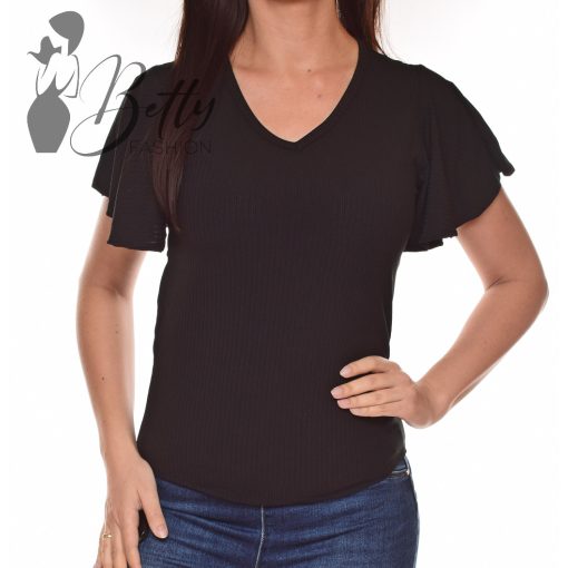 Fekete színű, fodros ujjú felső S/M, L/XL 