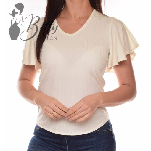 Krémfehér színű, fodros ujjú felső S/M, L/XL 