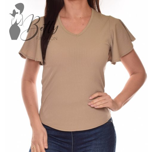 Cappuccino színű, fodros ujjú felső S/M, L/XL 