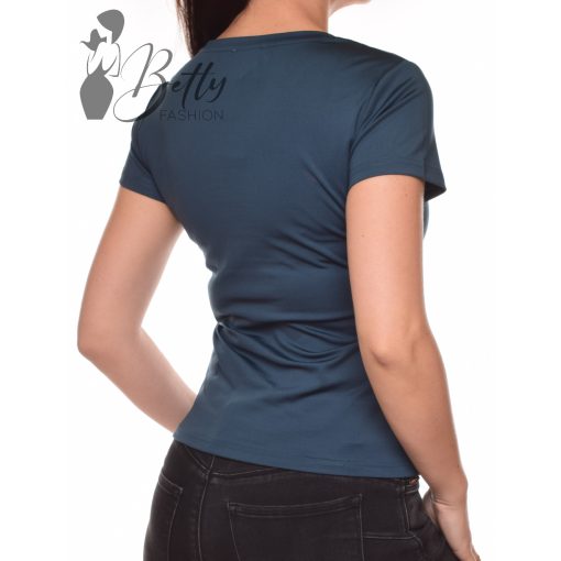 Pávakék színű, selymes anyagú felső S, M, L, XL 