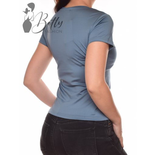 Acélkék színű, selymes anyagú felső S, M, L, XL 