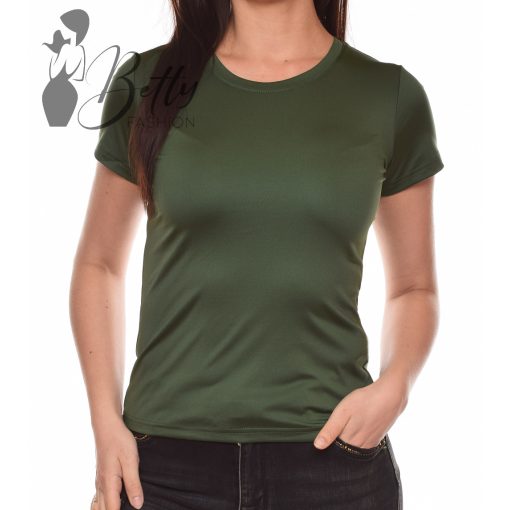 Sötétzöld színű, selymes anyagú felső S, M, L, XL 