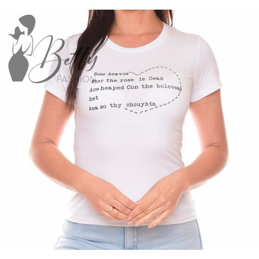 Szív alakban feliratos, rövid ujjú pamut felső S, M, L, XL
