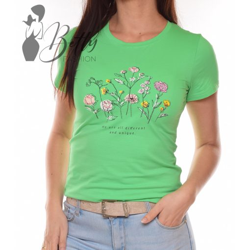 Virágmintás, rövid ujjú pamut felső S, M, L, XL